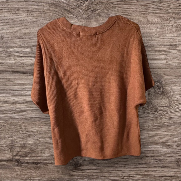 Brown/Rust Short Sleeve Batwing Knit Top - Picture 2 of 4